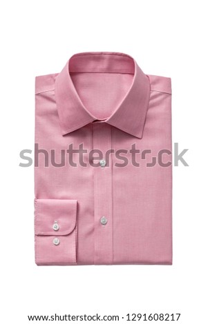 Fashionable plain pink mens shirt isolated on a white background