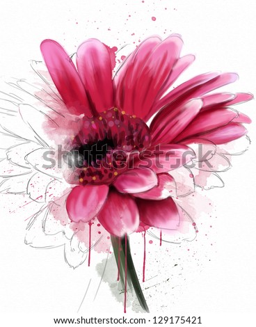 beautiful flower, watercolor