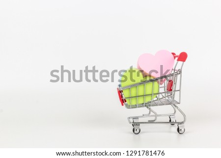 Plastic heart shape on small card for use valentine day