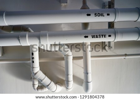 Pipe lines for soil and waste transportation in building