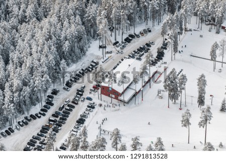 aerial view over the ski resort in Latvia