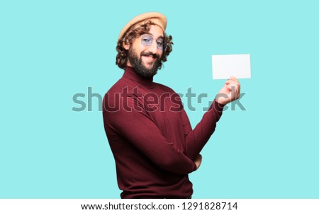 French artist with a beret and holding a placard