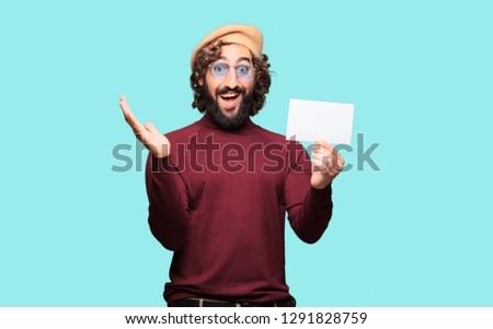French artist with a beret and holding a placard