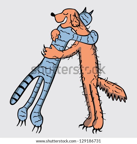 Dog and cat's friendship. Raster version, vector file available in portfolio.