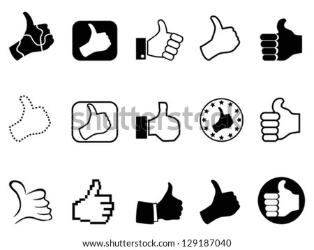 black thumbs up icons set Royalty-Free Stock Photo #129187040