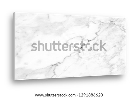 Perspective. Marble panel for text input with a slim white border on the White Background