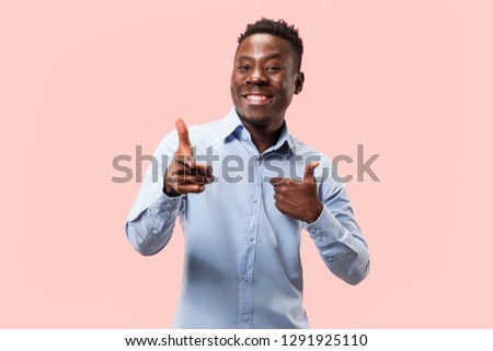 I am ok. Happy afro businessman, sign ok, smiling, isolated on trendy pink studio background. Beautiful male half-length portrait. Emotional man. Human emotions, facial expression concept