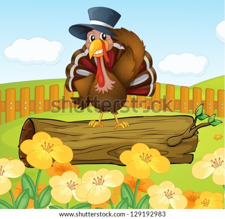 Illustration of a turkey inside the fence