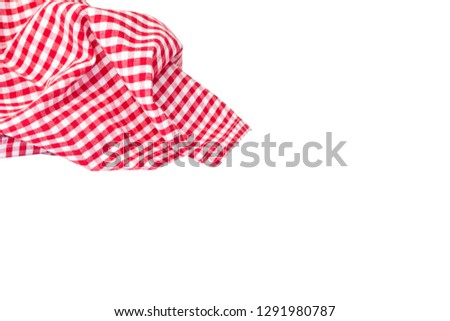 
Red checked fabric isolated on white background
