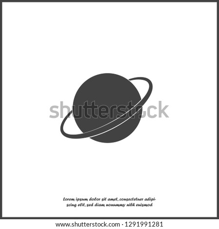 Vector image of space. Planet Saturn  white icon on white isolated background. Layers grouped for easy editing illustration. For your design.