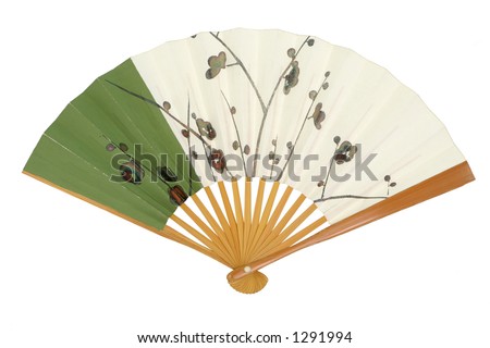 Japanese folding fan made of paper and bamboo. Royalty-Free Stock Photo #1291994