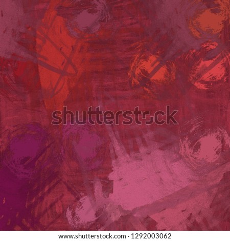 Abstract random shapes. 2d illustration backdrop. Artistic modern art patterns on flat concrete wall. Painted rough surface. Handmade brush strokes.
