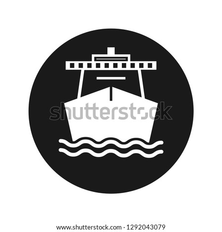 Ship icon vector illustration design isolated on flat black round button