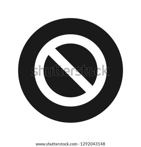 Prohibition icon vector illustration design isolated on flat black round button Royalty-Free Stock Photo #1292043148