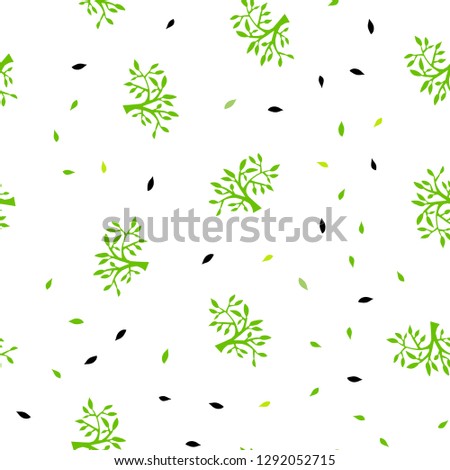 Light Green vector seamless abstract pattern with leaves, branches. Brand new colored illustration with leaves and branches. Design for textile, fabric, wallpapers.