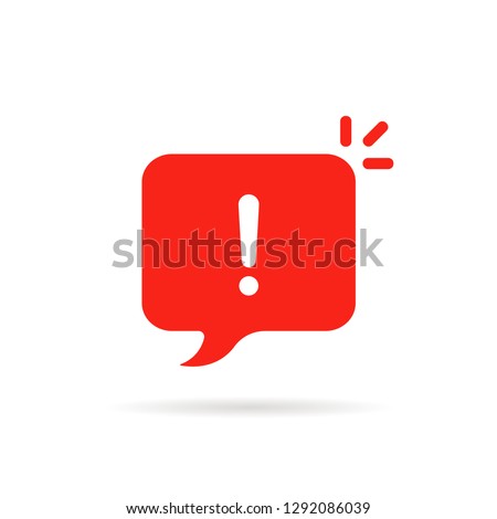 important icon like red attention sign. flat cartoon web style modern sms logotype graphic simple design infographic element isolated on white. concept of hazardous assess or urgent online message Royalty-Free Stock Photo #1292086039