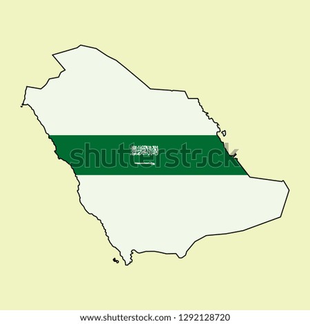 Saudi Arabia map with national flag 