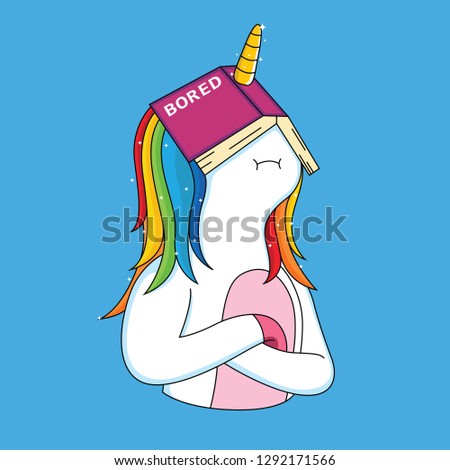 bored unicorn expression cartoon