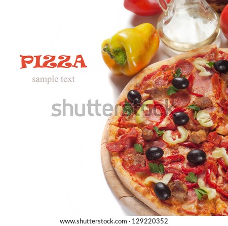 Tasty Italian pizza Royalty-Free Stock Photo #129220352