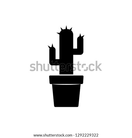 cactus and pot icon logo vector 