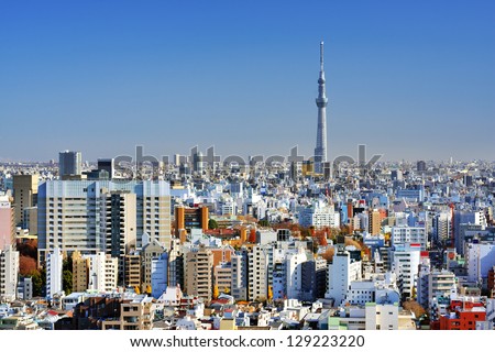 Tokyo, Japan city skyline with Tokyo Skytree.