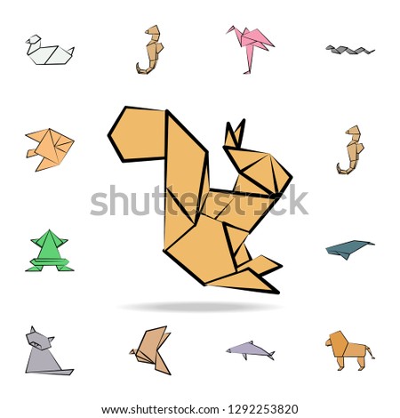 squirrel colored origami icon. Detailed set of origami animal in hand drawn style icons. Premium graphic design. One of the collection icons for websites, web design, mobile app