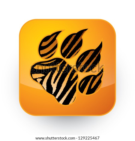 Tiger footprint button - vector illustration