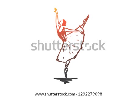 Ballerina, girl, dance, woman, art concept. Hand drawn ballerina in dance pose concept sketch. Isolated vector illustration.