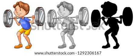 Man lifting weight character illustration
