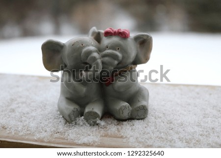 Elephants In Love In Winter 