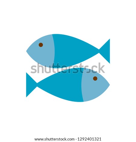 Fish icon in flat style izolated on white background. Vector illustration