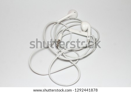 Wired Ear phone over white background