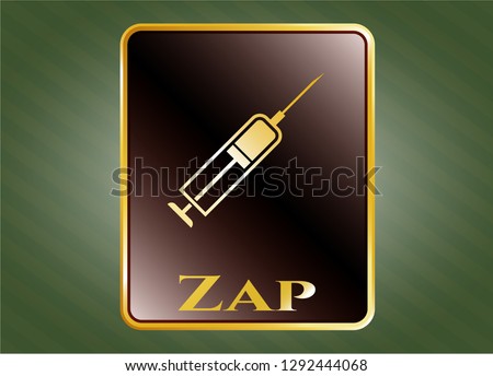  Shiny badge with syringe icon and Zap text inside