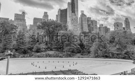 Black and white view of Central Park, New York CIty.