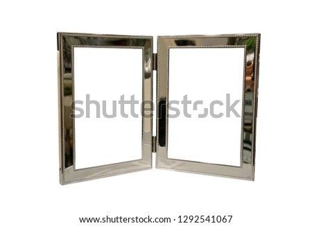 Double blank silver picture frames isolated on white background with clipping path.