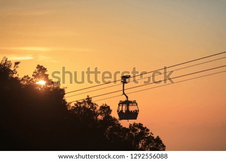 sun set view of  Ngong Ping 360 cable car