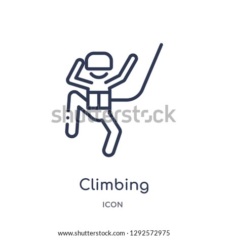 Linear climbing icon from Free time outline collection. Thin line climbing icon vector isolated on white background. climbing trendy illustration
