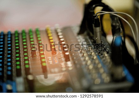 sound check for concert, mixer control,
