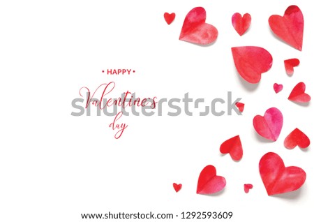Happy Valentine`s Day. Valentine`s Day greeting card. Watercolor hearts.