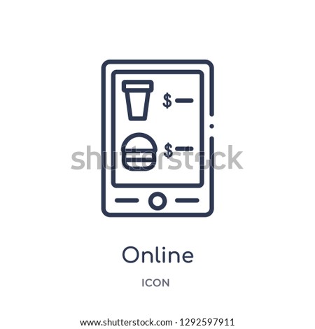 Linear online icon from Fastfood outline collection. Thin line online icon vector isolated on white background. online trendy illustration