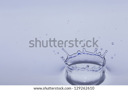 clear fresh water drop falling in a big basin