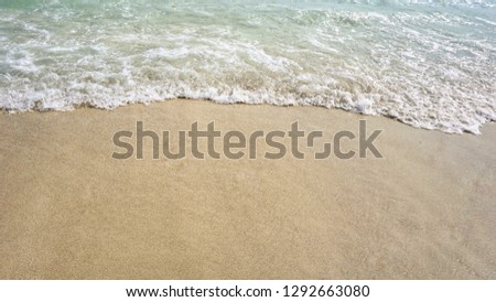 The sand beach with sea water.