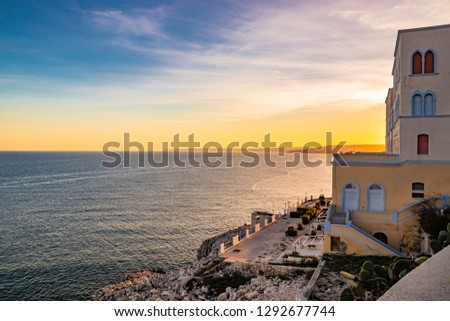 a view of Santa Cesarea Terme, Puglia, Salento, Italy. It is a hydrothermal station, located in the province of Lecce, between Otranto and Santa Maria di Leuca.