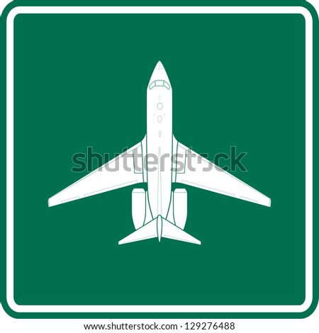 Green jet plane airport sign