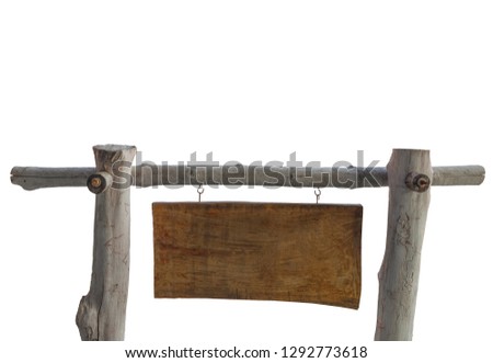 Wooden sign isolated on white background. (This has clipping path)    

