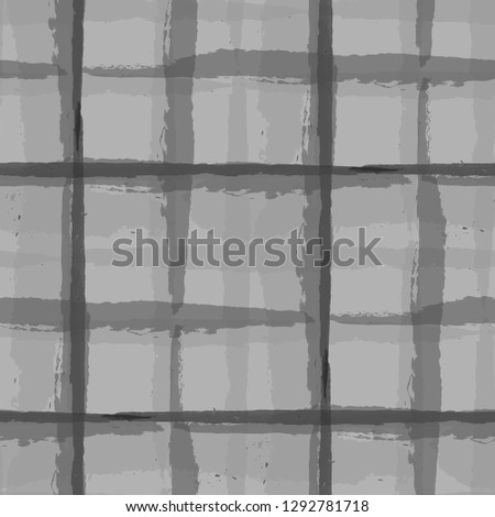 Plaid. Seamless Grunge Texture with Hand Painted Crossing Lines for Print, Linen, Cloth. Rustic Check Texture. Vector Seamless Plaid Texture.