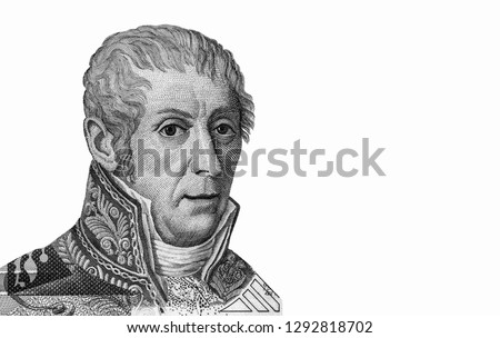 Physicist Alessandro Giuseppe Antonio Anastasio Volta, Portrait from Italy Banknotes.  Royalty-Free Stock Photo #1292818702