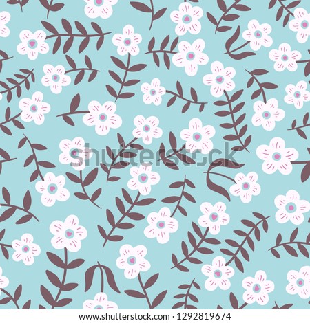 Cute daisy flower pattern. Floral minimalist  seamless pattern. Flora vector background