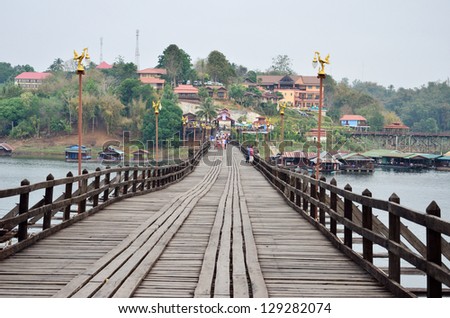 Mon Bridge, Cross River, songkalia river, Sangkhlaburi Kanchanaburi, Thailand