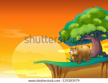 Illustration of a bear near a cliff